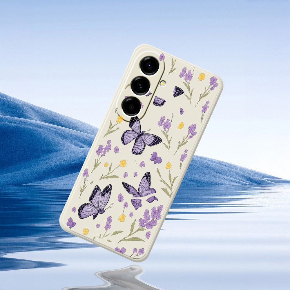 For Samsung Galaxy A27 5G Case Purple Butterflies Pattern Printing Straight Edge TPU Phone Back Cover