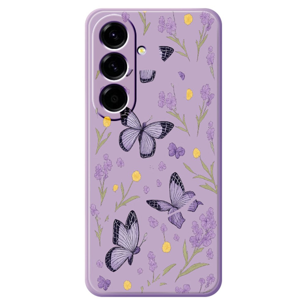 For Samsung Galaxy A27 5G Case Purple Butterflies Pattern Printing Straight Edge TPU Phone Back Cover