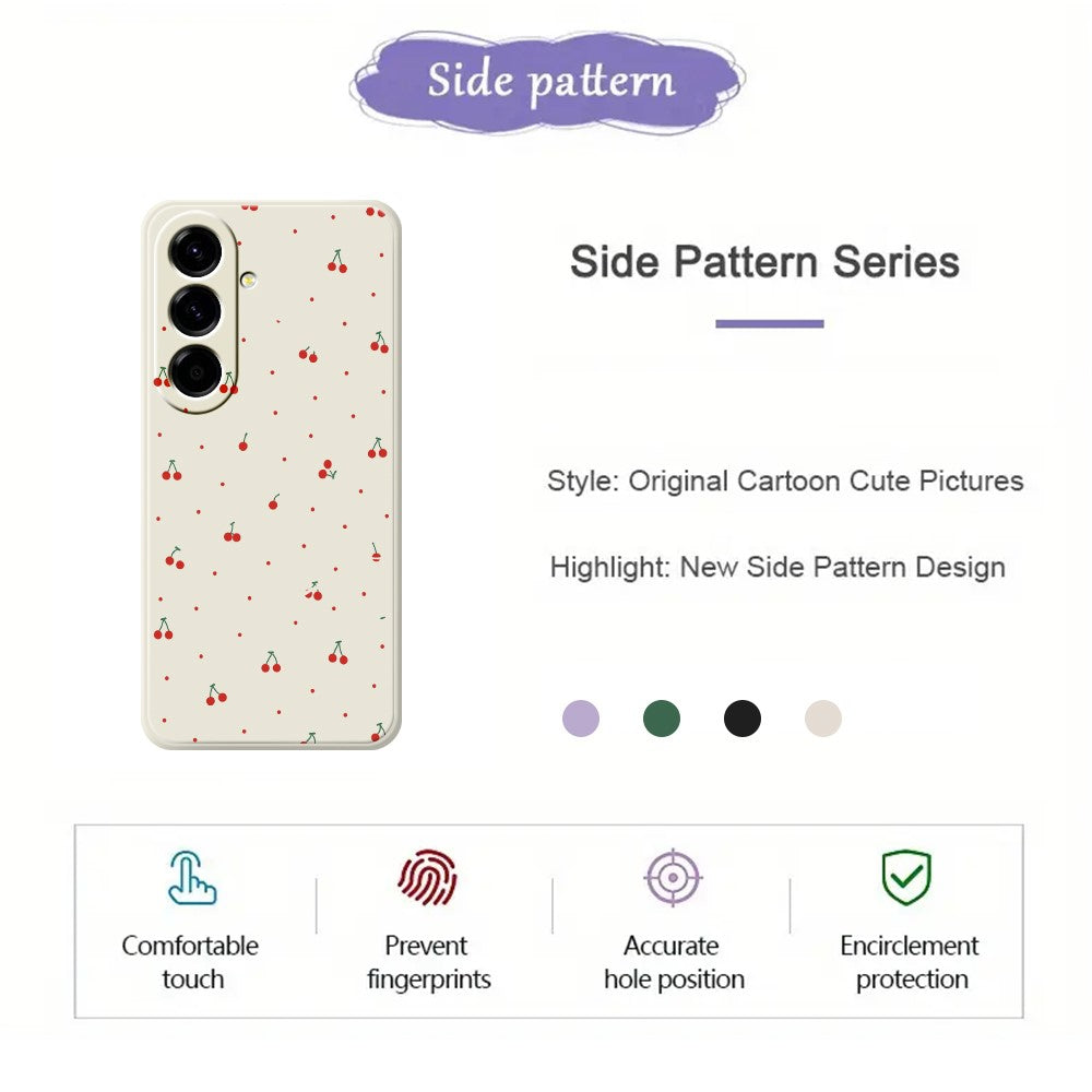 For Samsung Galaxy A27 5G Case Red Cherry Pattern Printing Straight Edge TPU Phone Back Cover