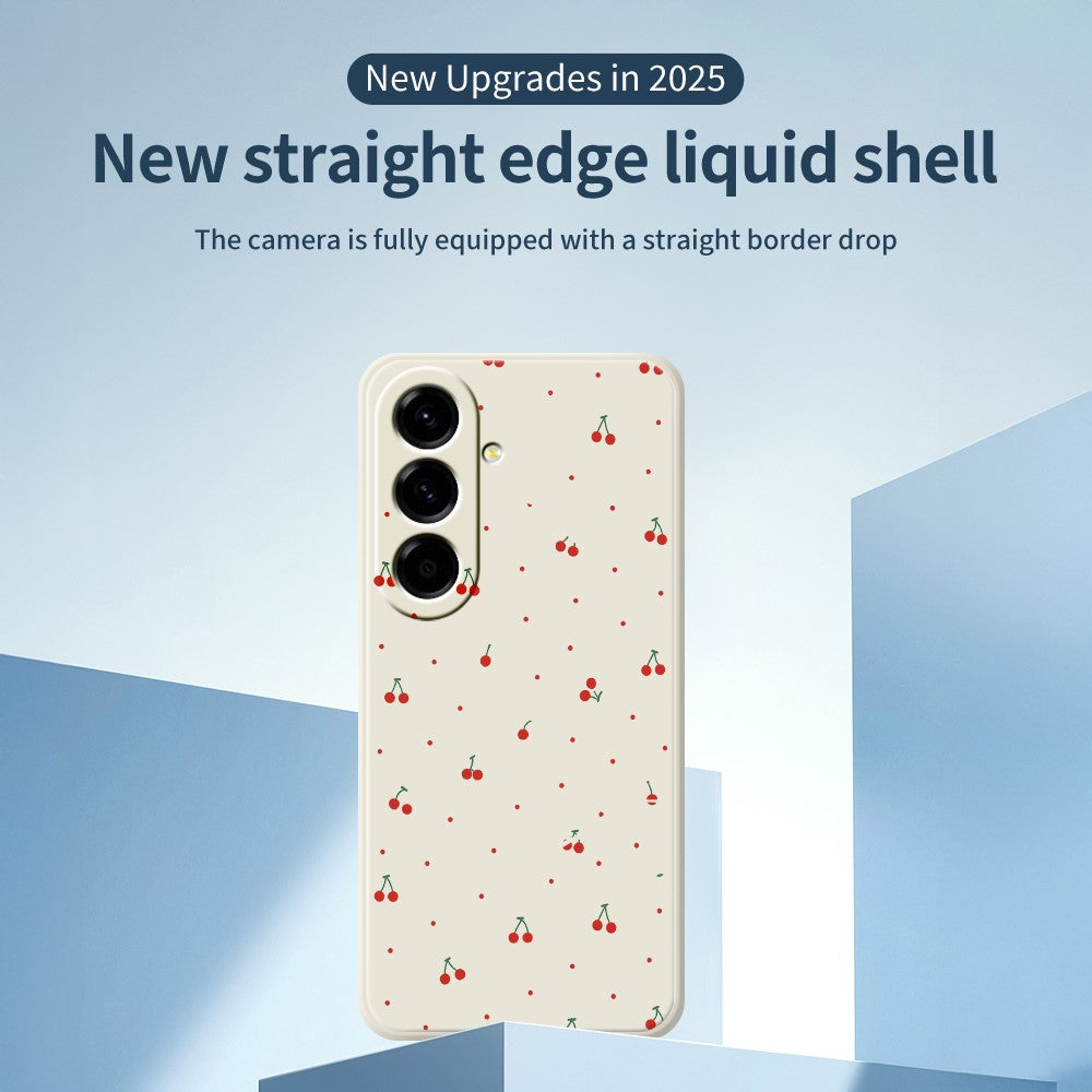 For Samsung Galaxy A27 5G Case Red Cherry Pattern Printing Straight Edge TPU Phone Back Cover