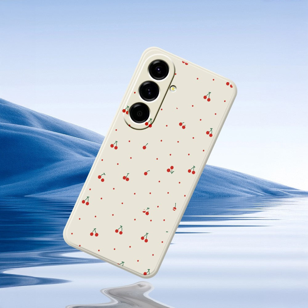For Samsung Galaxy A27 5G Case Red Cherry Pattern Printing Straight Edge TPU Phone Back Cover