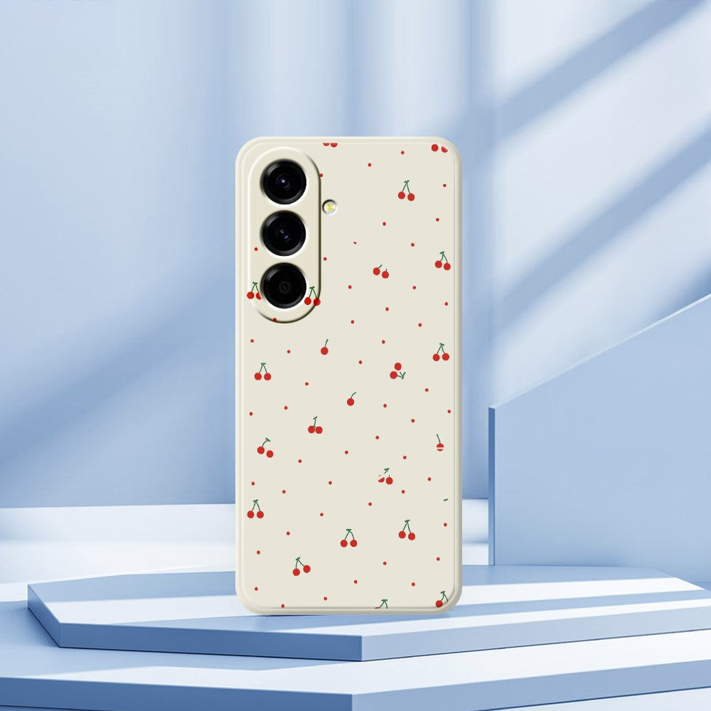 For Samsung Galaxy A27 5G Case Red Cherry Pattern Printing Straight Edge TPU Phone Back Cover