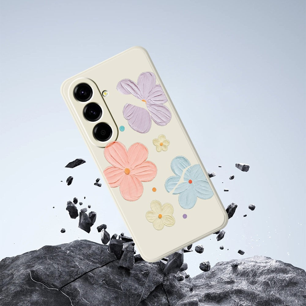 Til Samsung Galaxy A27 5G Cover med Firfarvet Blomstermønster, Lige Kant, TPU Telefon Bagcover