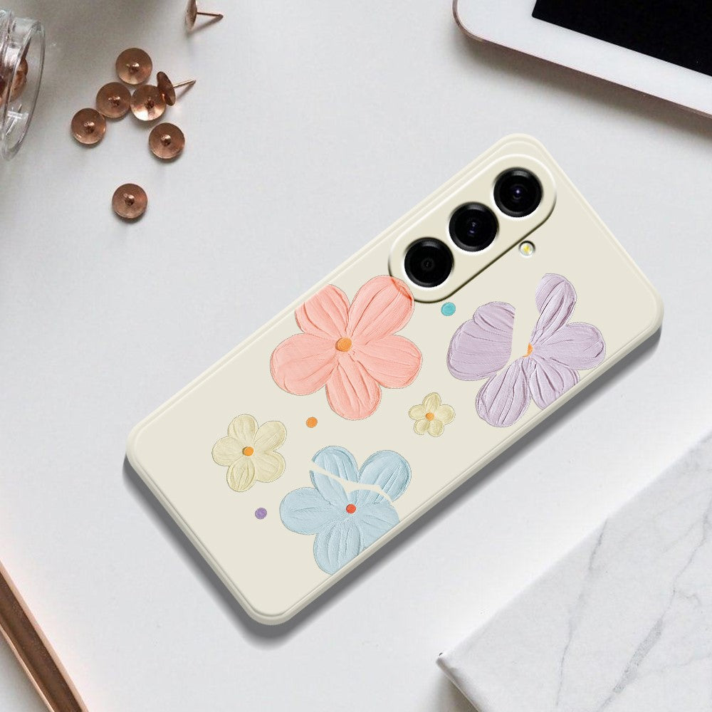 Til Samsung Galaxy A27 5G Cover med Firfarvet Blomstermønster, Lige Kant, TPU Telefon Bagcover