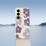 For Samsung Galaxy A27 5G Case Purple Flower Pattern Printing Straight Edge TPU Phone Back Cover