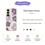 For Samsung Galaxy A27 5G Case Purple Flower Pattern Printing Straight Edge TPU Phone Back Cover