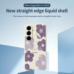 For Samsung Galaxy A27 5G Case Purple Flower Pattern Printing Straight Edge TPU Phone Back Cover