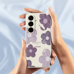 For Samsung Galaxy A27 5G Case Purple Flower Pattern Printing Straight Edge TPU Phone Back Cover