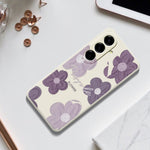 For Samsung Galaxy A27 5G Case Purple Flower Pattern Printing Straight Edge TPU Phone Back Cover