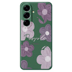 For Samsung Galaxy A27 5G Case Purple Flower Pattern Printing Straight Edge TPU Phone Back Cover