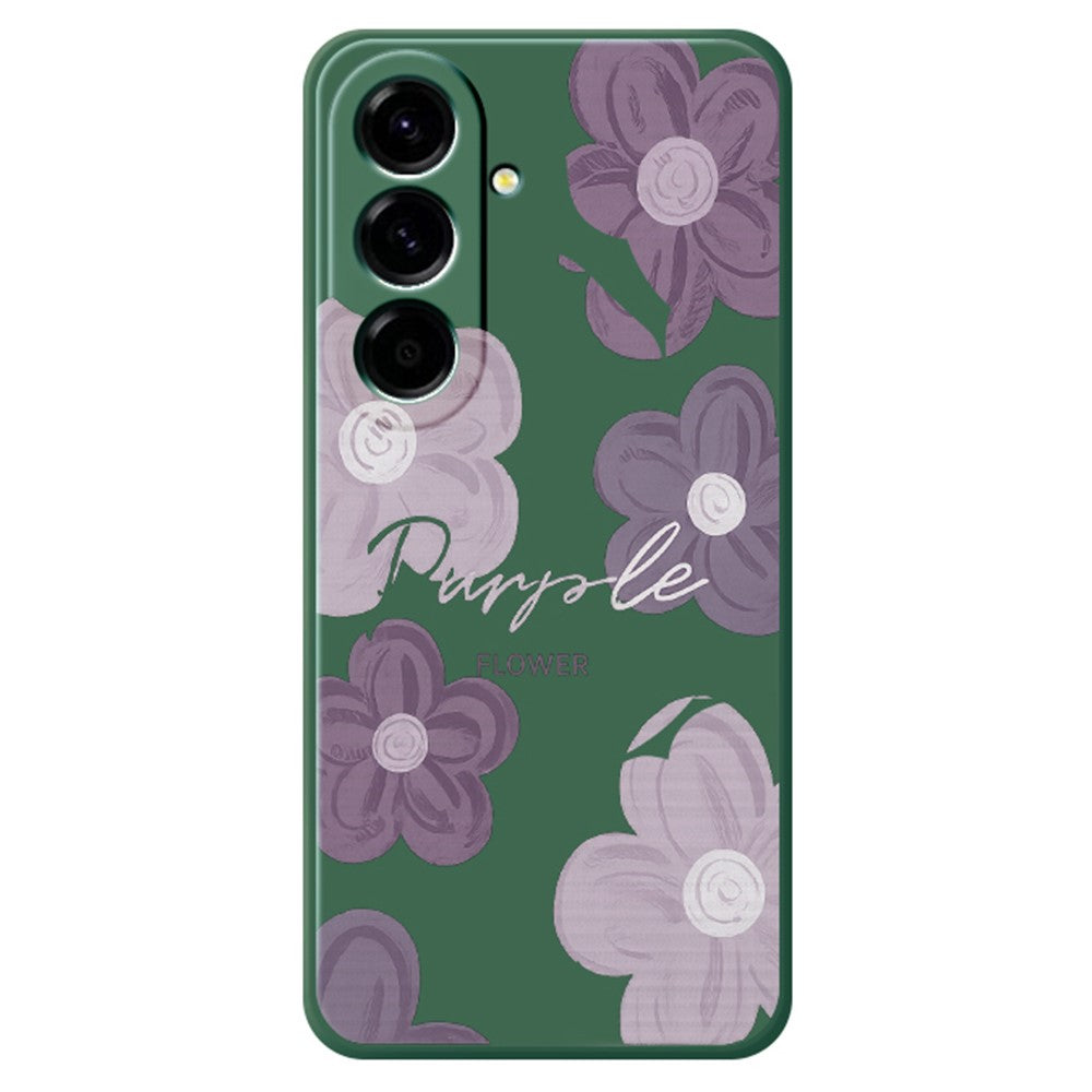 For Samsung Galaxy A27 5G Case Purple Flower Pattern Printing Straight Edge TPU Phone Back Cover