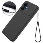 For Oppo F33 Pro 5G Liquid Silicone Case Phone Back Cover with Hand Strap