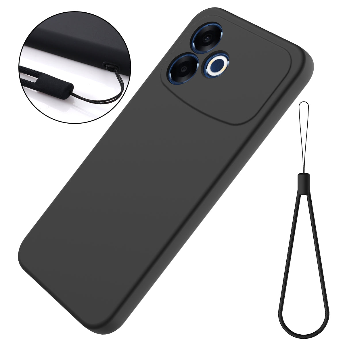 For Oppo F33 Pro 5G Liquid Silicone Case Phone Back Cover with Hand Strap