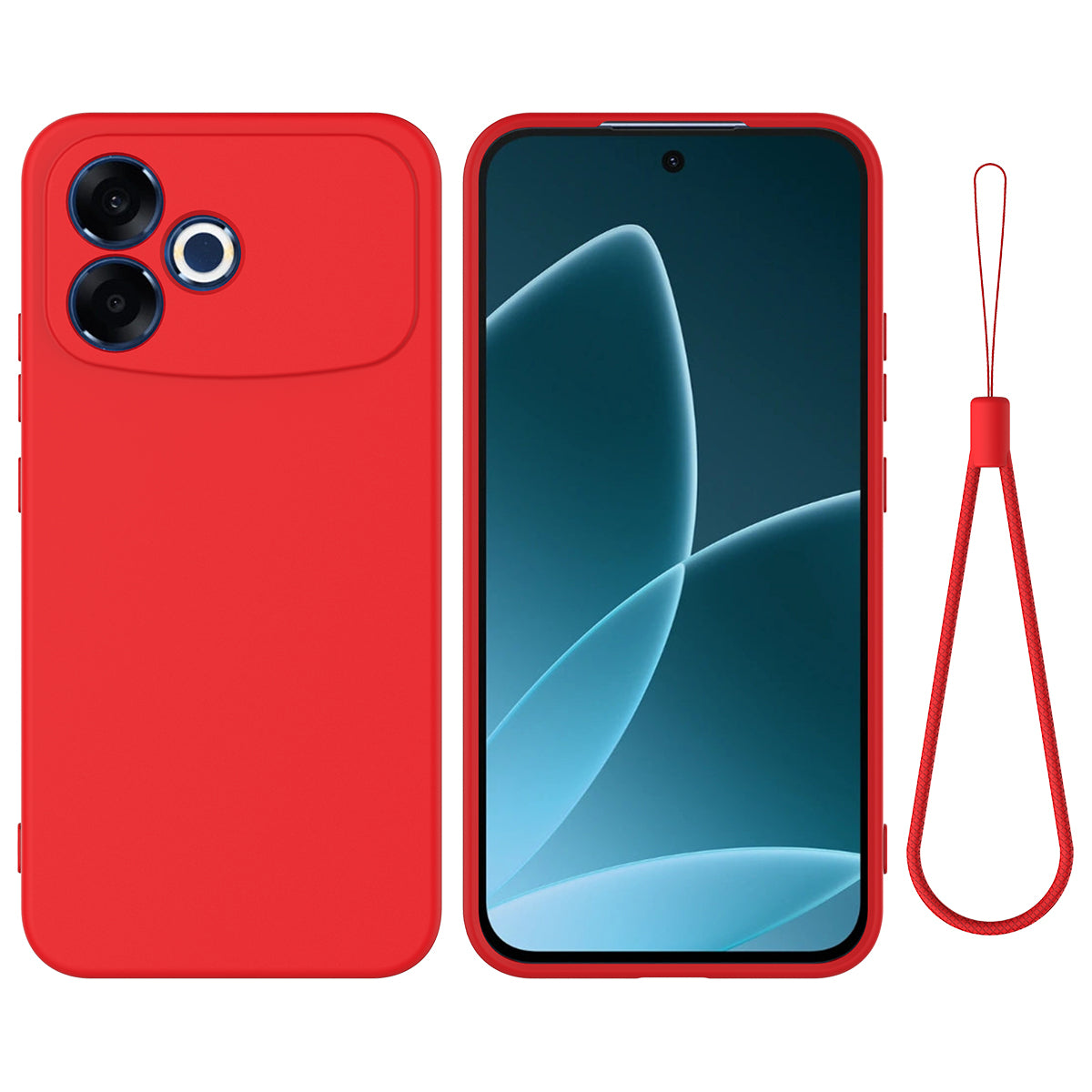For Oppo F33 Pro 5G Liquid Silicone Case Phone Back Cover with Hand Strap