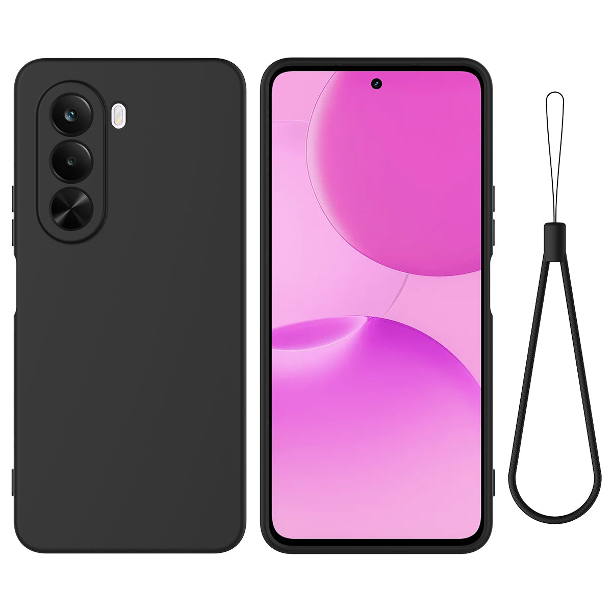 Realme P4x 5G / OnePlus Nord CE6 Lite 5G flytande silikonskal mobilbaksida med handrem