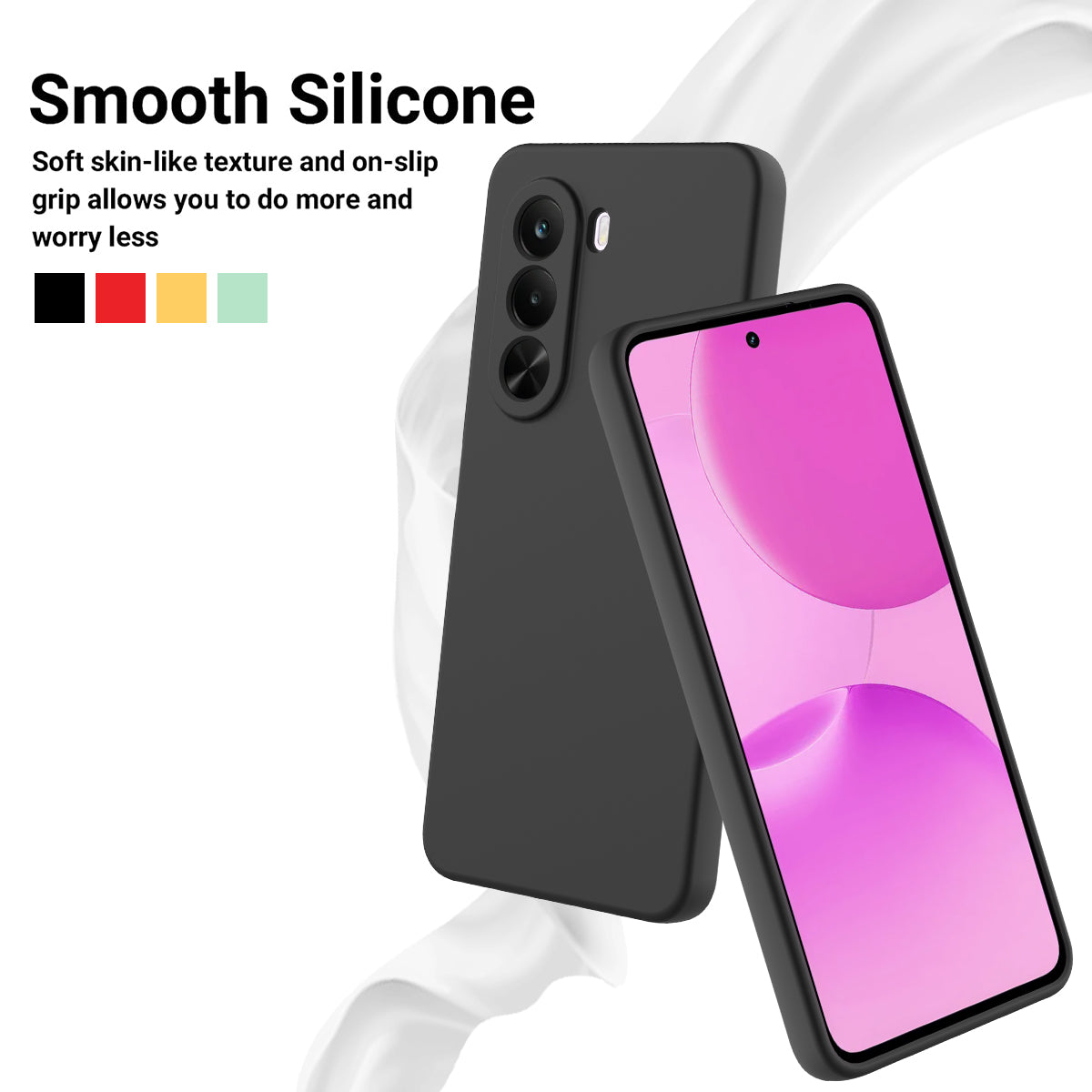 Realme P4x 5G / OnePlus Nord CE6 Lite 5G flytande silikonskal mobilbaksida med handrem