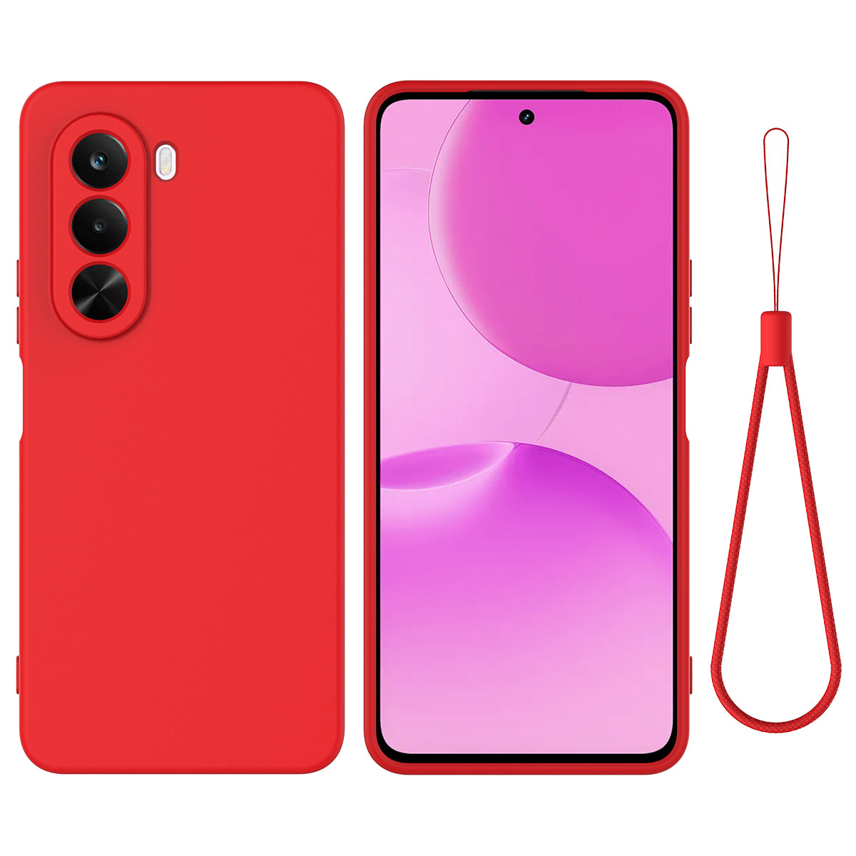 Realme P4x 5G / OnePlus Nord CE6 Lite 5G flytande silikonskal mobilbaksida med handrem