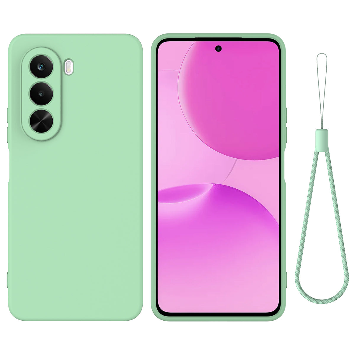 Realme P4x 5G / OnePlus Nord CE6 Lite 5G flytande silikonskal mobilbaksida med handrem