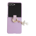 For Samsung Galaxy Z Flip8 Case Ultra Slim PC Phone Cover with Pearl Pendant