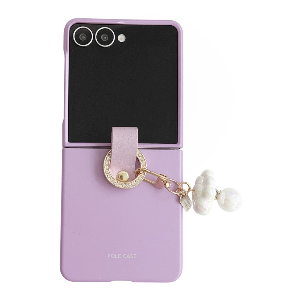 For Samsung Galaxy Z Flip8 Case Ultra Slim PC Phone Cover with Pearl Pendant