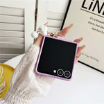 For Samsung Galaxy Z Flip8 Case Ultra Slim PC Phone Cover with Pearl Pendant