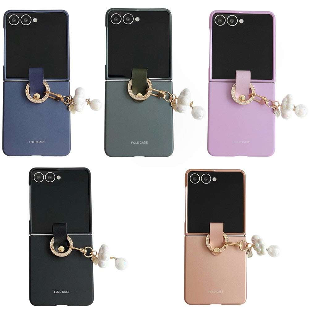 For Samsung Galaxy Z Flip8 Case Ultra Slim PC Phone Cover with Pearl Pendant