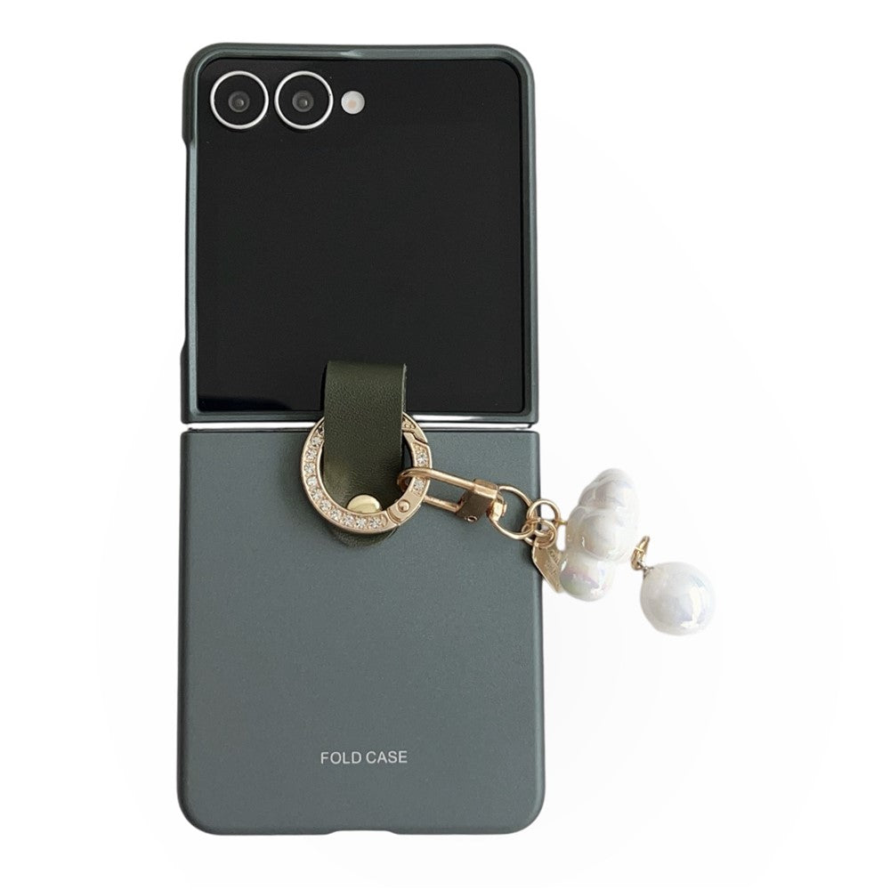For Samsung Galaxy Z Flip8 Case Ultra Slim PC Phone Cover with Pearl Pendant