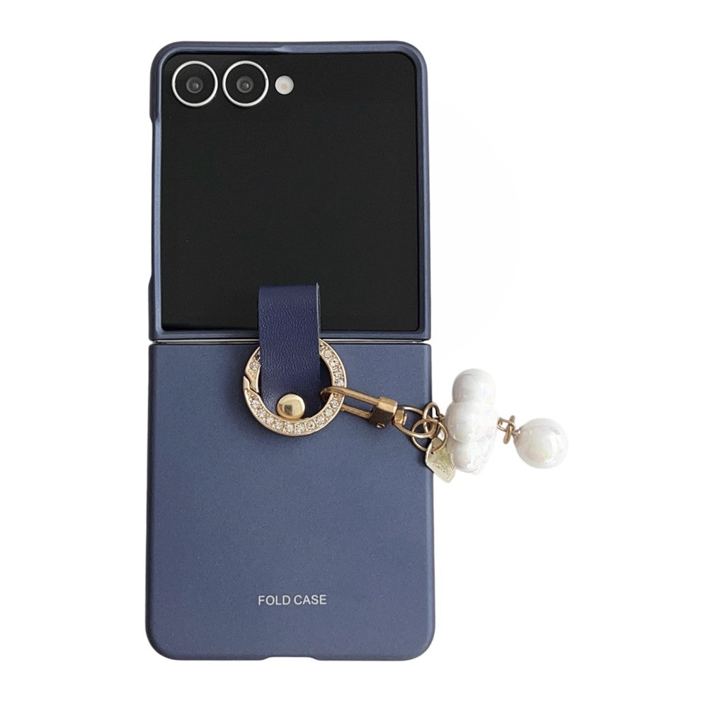For Samsung Galaxy Z Flip8 Case Ultra Slim PC Phone Cover with Pearl Pendant