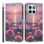 For Honor 600 Smart 5G / X7e Plus 5G Case Pattern Printing PU Leather Flip Wallet Phone Cover with Wrist Strap