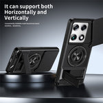 For Motorola Signature 5G Magnetic Case Ring Holder Foldable Kickstand TPU PC Phone Cover with Camera Lens Slider