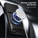 For Motorola Signature 5G Magnetic Case Ring Holder Foldable Kickstand TPU PC Phone Cover with Camera Lens Slider