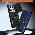 For Motorola Signature 5G Magnetic Case Ring Holder Foldable Kickstand TPU PC Phone Cover with Camera Lens Slider