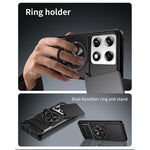 For Motorola Signature 5G Magnetic Case Ring Holder Foldable Kickstand TPU PC Phone Cover with Camera Lens Slider