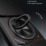 For Motorola Signature 5G Magnetic Case Ring Holder Foldable Kickstand TPU PC Phone Cover with Camera Lens Slider
