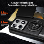 For Motorola Signature 5G Magnetic Case Ring Holder Foldable Kickstand TPU PC Phone Cover with Camera Lens Slider