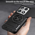 For Motorola Signature 5G Magnetic Case Ring Holder Foldable Kickstand TPU PC Phone Cover with Camera Lens Slider