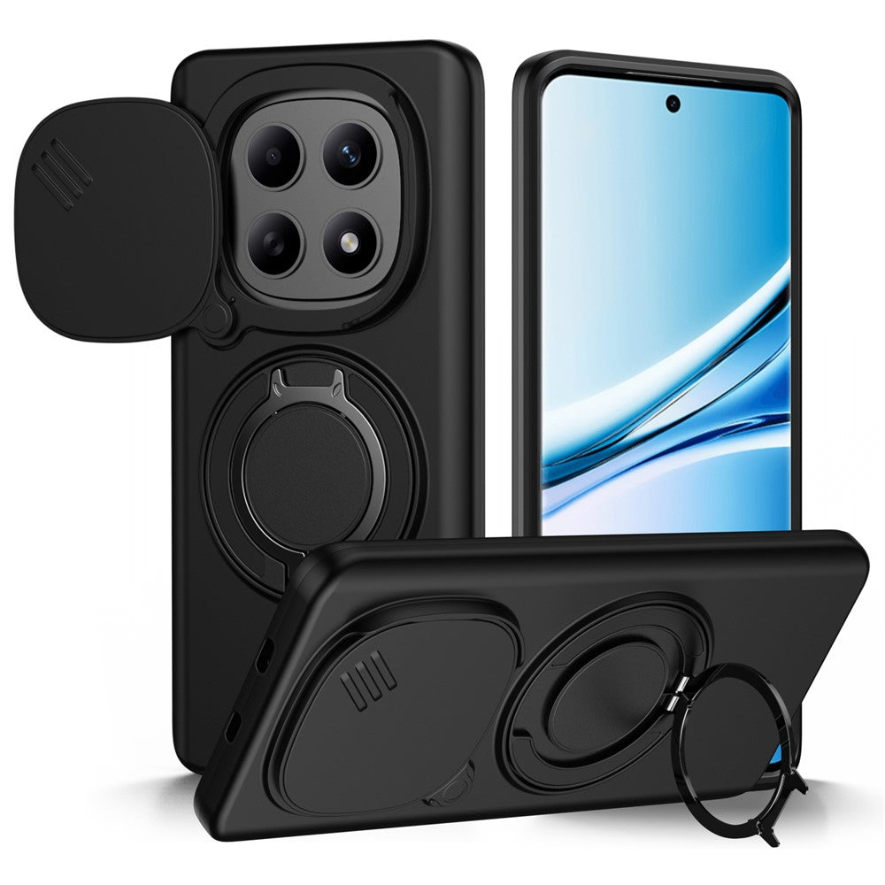 Magnetic Case For Xiaomi Redmi Note 15 5G (Global) / Note 15 4G (Global) / Poco M8 5G Ring Kickstand Slide Camera Cover TPU PC Hybrid Phone Shell