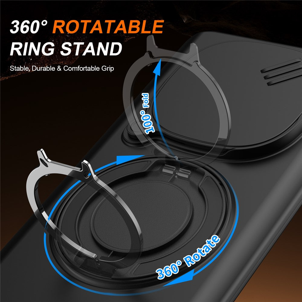 Magnetic Case For Xiaomi Redmi Note 15 5G (Global) / Note 15 4G (Global) / Poco M8 5G Ring Kickstand Slide Camera Cover TPU PC Hybrid Phone Shell