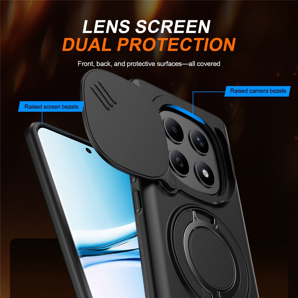 Magnetic Case For Xiaomi Redmi Note 15 5G (Global) / Note 15 4G (Global) / Poco M8 5G Ring Kickstand Slide Camera Cover TPU PC Hybrid Phone Shell