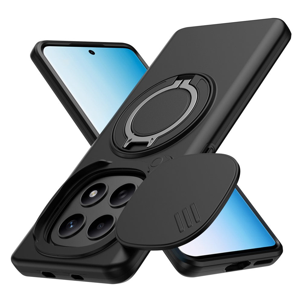 Magnetic Case For Xiaomi Redmi Note 15 5G (Global) / Note 15 4G (Global) / Poco M8 5G Ring Kickstand Slide Camera Cover TPU PC Hybrid Phone Shell
