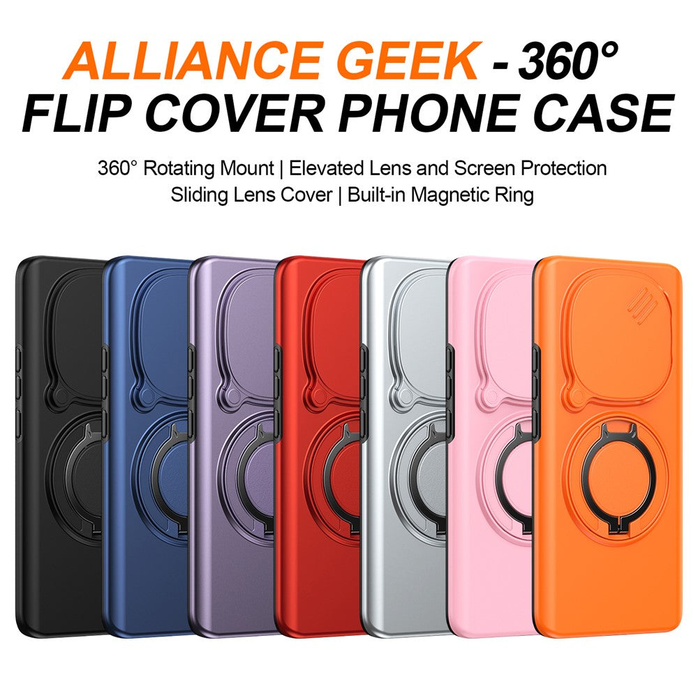Magnetisk etui til Xiaomi Redmi Note 15 5G (Global) / Note 15 4G (Global) / Poco M8 5G med ringstativ, glidende kamerabeskyttelse og TPU-PC-hybridmobilcover