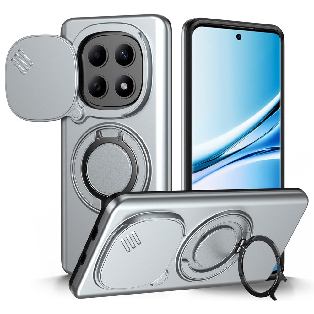 Magnetic Case For Xiaomi Redmi Note 15 5G (Global) / Note 15 4G (Global) / Poco M8 5G Ring Kickstand Slide Camera Cover TPU PC Hybrid Phone Shell