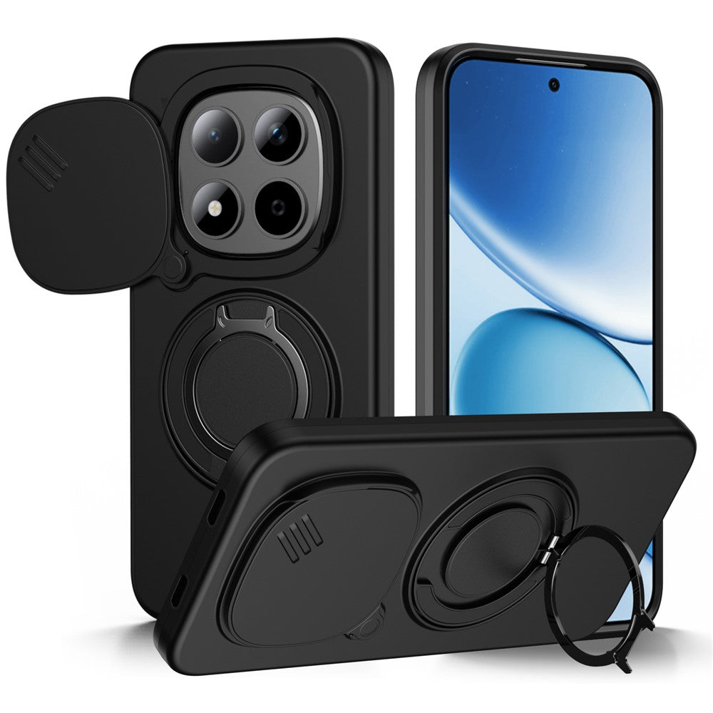 For Xiaomi Redmi Note 15 Pro 4G (Global) / Note 15 Pro 5G (Global) Magnetic Case Ring Kickstand Slide Camera Cover TPU PC Hybrid Phone Shell