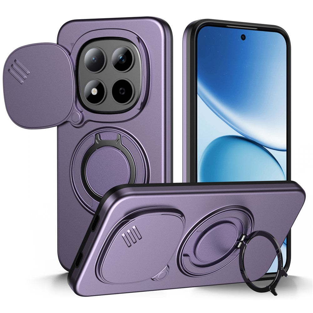 For Xiaomi Redmi Note 15 Pro 4G (Global) / Note 15 Pro 5G (Global) Magnetic Case Ring Kickstand Slide Camera Cover TPU PC Hybrid Phone Shell