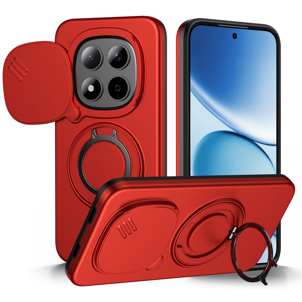 For Xiaomi Redmi Note 15 Pro 4G (Global) / Note 15 Pro 5G (Global) Magnetic Case Ring Kickstand Slide Camera Cover TPU PC Hybrid Phone Shell