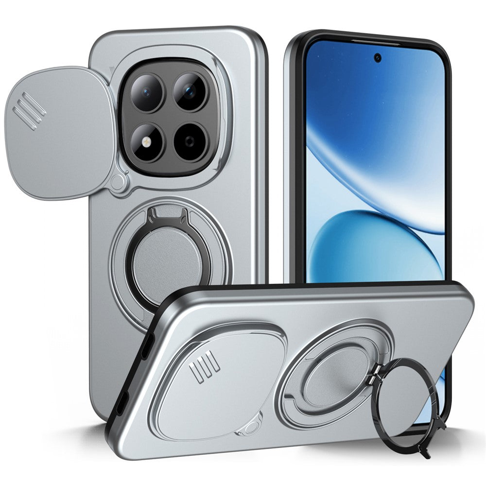 For Xiaomi Redmi Note 15 Pro 4G (Global) / Note 15 Pro 5G (Global) Magnetic Case Ring Kickstand Slide Camera Cover TPU PC Hybrid Phone Shell