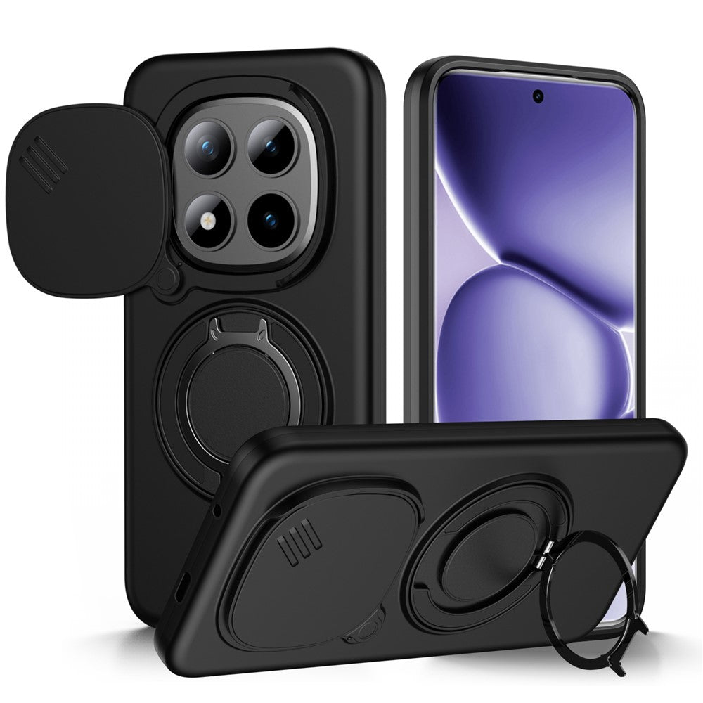 For Xiaomi Redmi Note 15 Pro+ 5G (Global) / Poco M8 Pro 5G Magnetic Case Ring Kickstand Slide Camera Cover TPU PC Hybrid Phone Shell