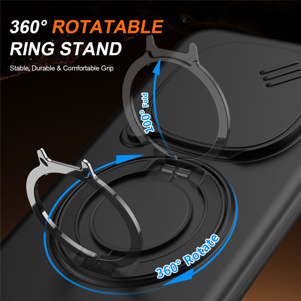 For Xiaomi Redmi Note 15 Pro+ 5G (Global) / Poco M8 Pro 5G Magnetic Case Ring Kickstand Slide Camera Cover TPU PC Hybrid Phone Shell