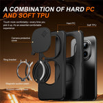 For Xiaomi Redmi Note 15 Pro+ 5G (Global) / Poco M8 Pro 5G Magnetic Case Ring Kickstand Slide Camera Cover TPU PC Hybrid Phone Shell