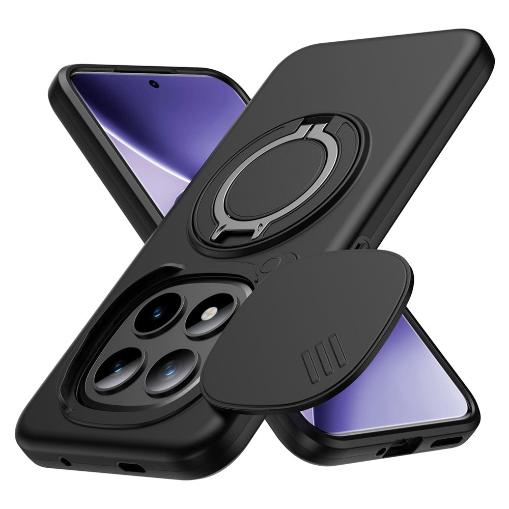 For Xiaomi Redmi Note 15 Pro+ 5G (Global) / Poco M8 Pro 5G Magnetic Case Ring Kickstand Slide Camera Cover TPU PC Hybrid Phone Shell